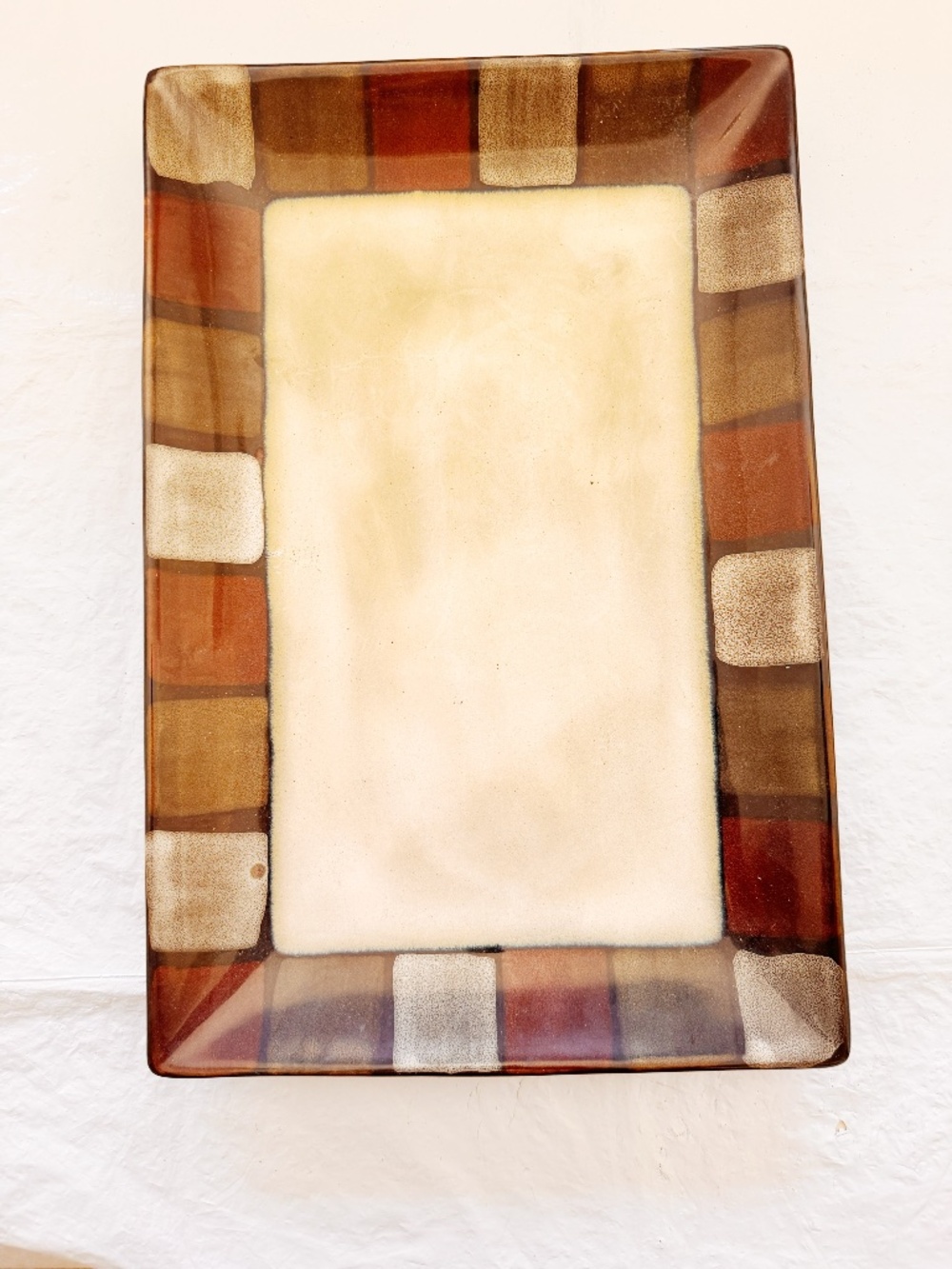 Pfaltzgraff Everyday TAOS Brown Neutral Block 14"x9" Rectangular Serving Tray